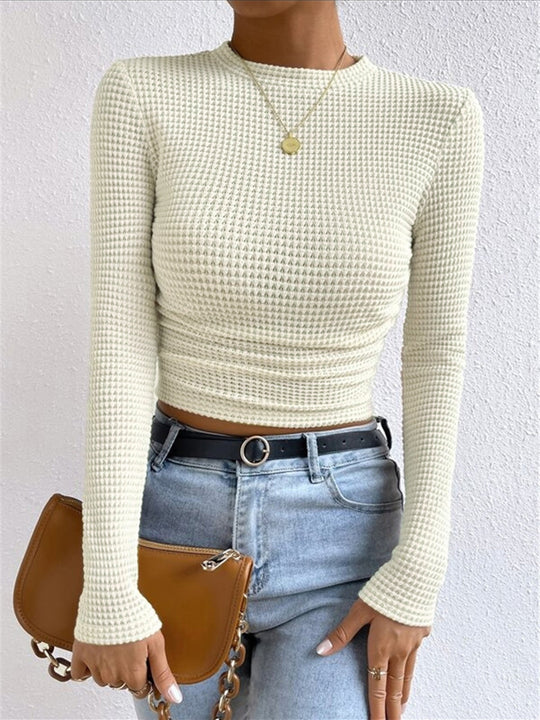 ISABELLA PLAIN WAFFLE SLIM SWEATER