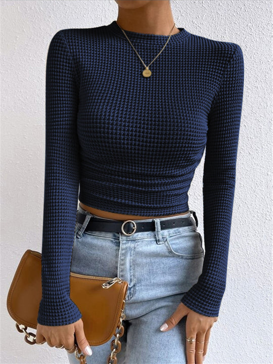 ISABELLA PLAIN WAFFLE SLIM SWEATER